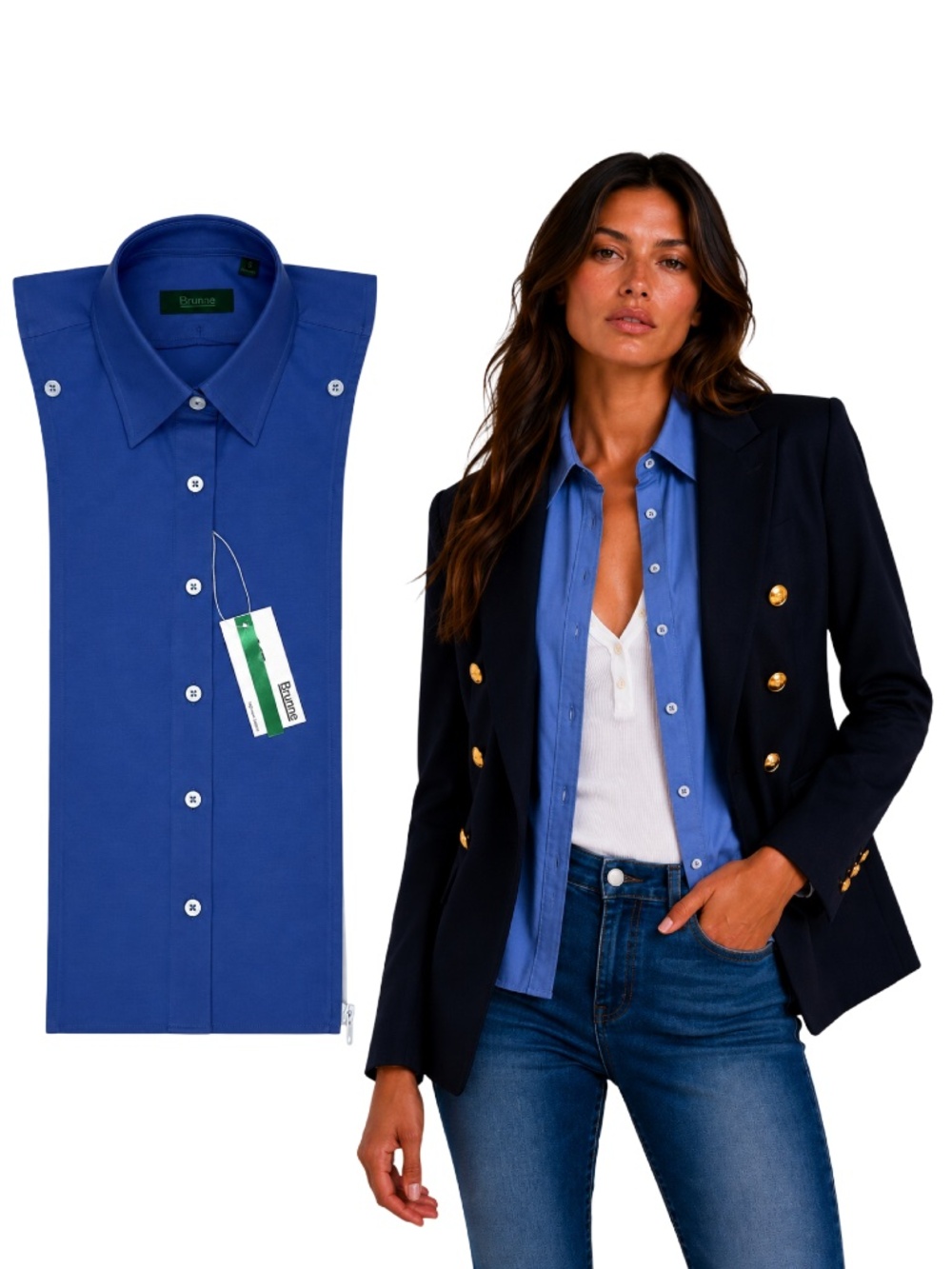 NWT BRUNNE Oxford Button Down Shirt Dickey Compatible Veronica Beard 00-14